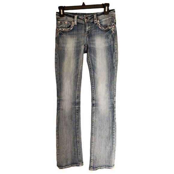 Women's Jeans Stonewash Denim Rhinestone Studded Blue Jeans Size 26 NWOT Sz 4 - Picture 7 of 10